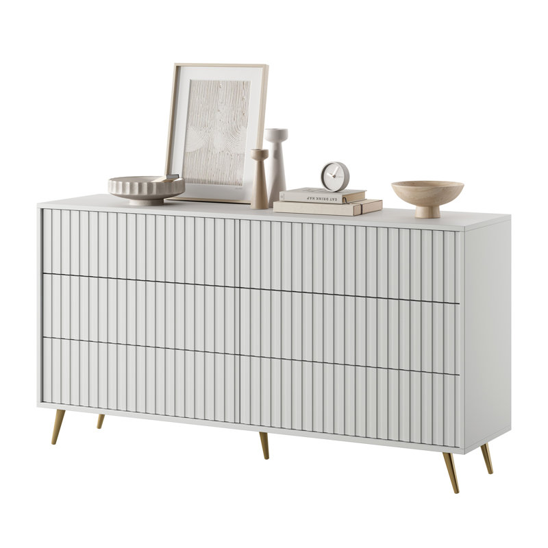 Stobie 154.4 cm W Chest of 6 Drawers, White