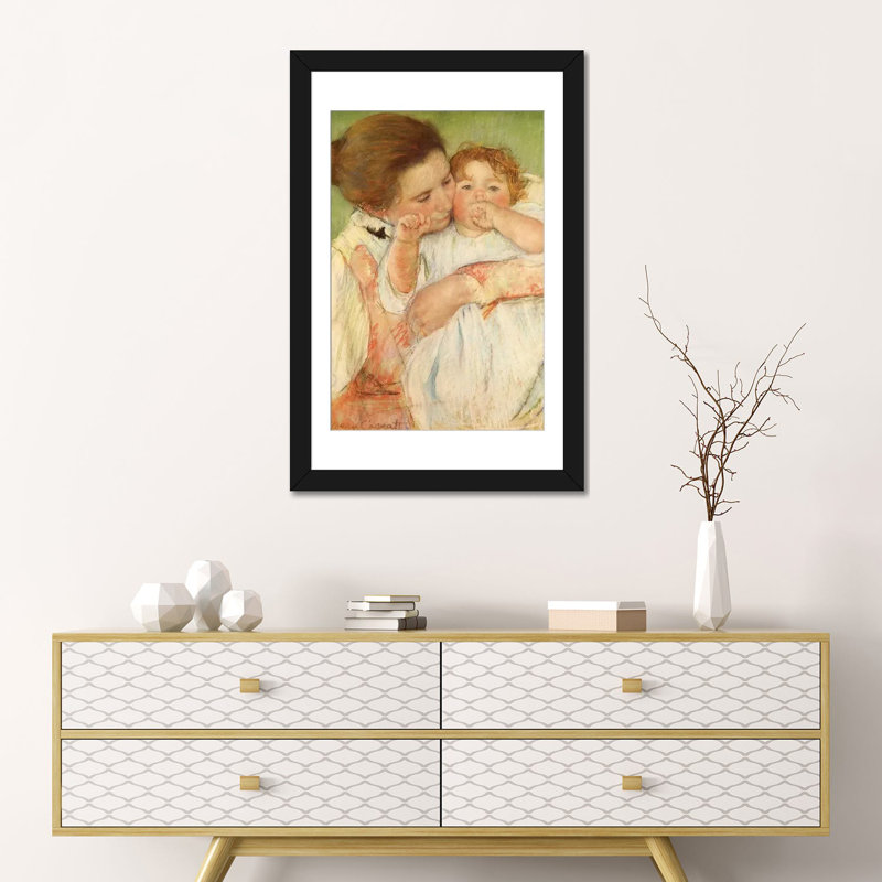 « mère et enfant, 1897 », reproduction sur toile, H 24 po x l 16 po x P 1 po, Papier d'art encadré noir, Blanc