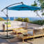 Parasol à DEL 10 pi avec protection solaire - Parasol bleu foncé avec éclairage à énergie solaire, élégant