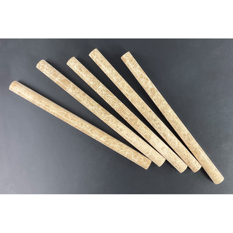 12" x 0.75" Polished Marble Pencil Liner Tile Trim in White Carrara, Light Emperador
