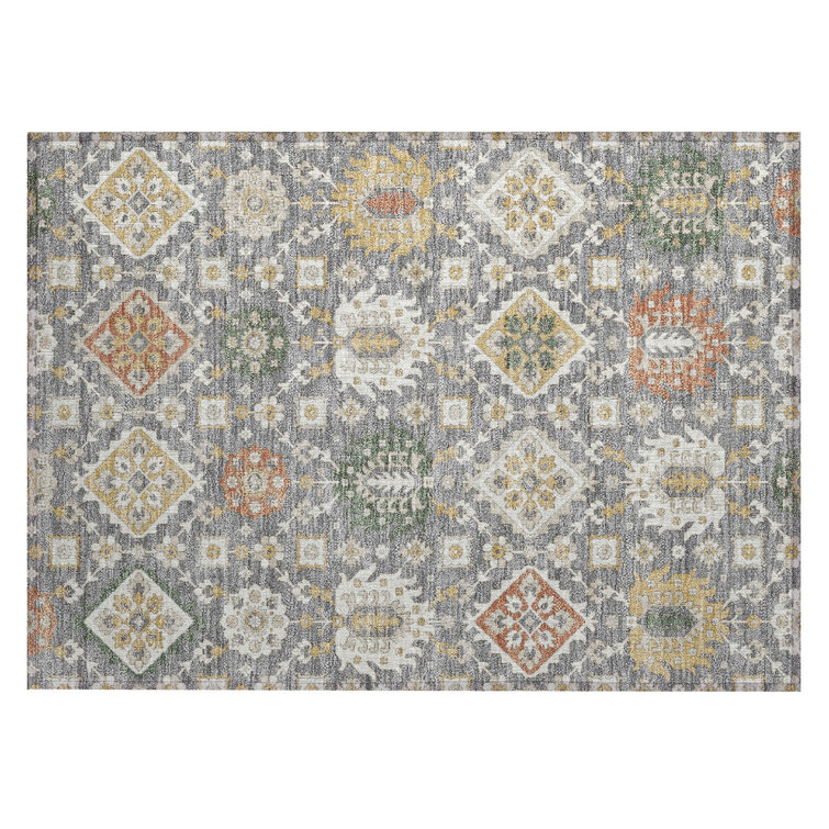 Machine Washable Indoor/Outdoor Husby ACN2200 Bohemian Rug