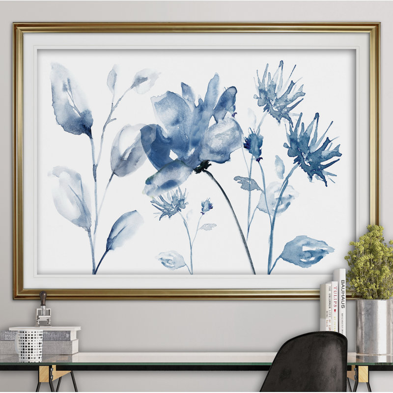Translucent Blues II - reproduction de cadre photo sur papier, H 30 po x l 40 po x P 1,5 po, Or