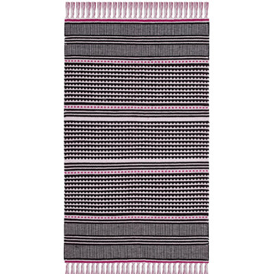 Tapis rayé multicolore tissé à plat à la main Granada