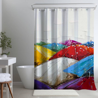 Shower Curtain MI1 – Polyester Shower Curtain, Dye Sublimation Print, 71" W × 74" L