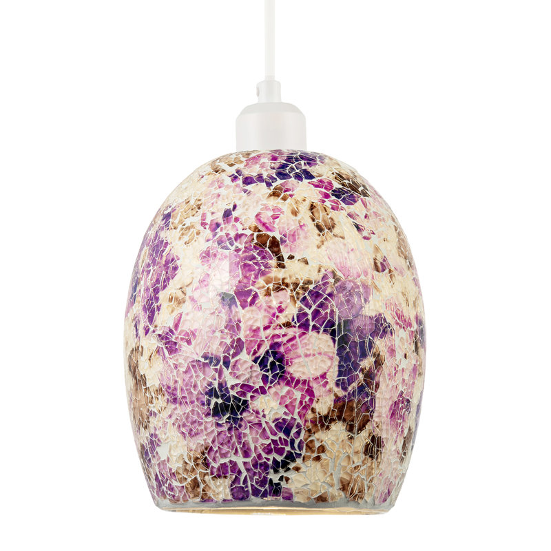 Floral Inspired Crackle Mosaic Glass Rounded Oval Pendant Light Shade By 