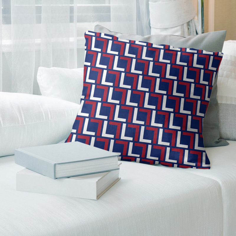 Housse de coussin New York, 14 po x 14 po, Bleu marine / rouge / blanc, Polyester sergé