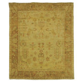 Oushak Oriental Hand-Knotted Wool Soft Green/Rust Area Rug