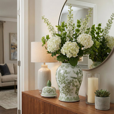 Pot décoratif en céramique avec couvercle Chinoiserie