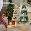 Arbre de Noël pour chat avec poteau à griffes épais (In5,4 po), tour pour chat en bois avec 3 condos - Mobilier robuste avec cadre en métal et tapis remplaçable pour chaton d'intérieur