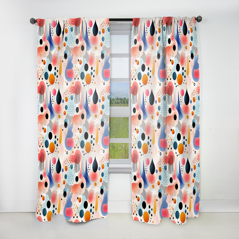 Jeu de jeu avec motif géométrique coloré - rideau obscurcissant géométrique abstrait - 1 panneau, L 52 po x L 120 po