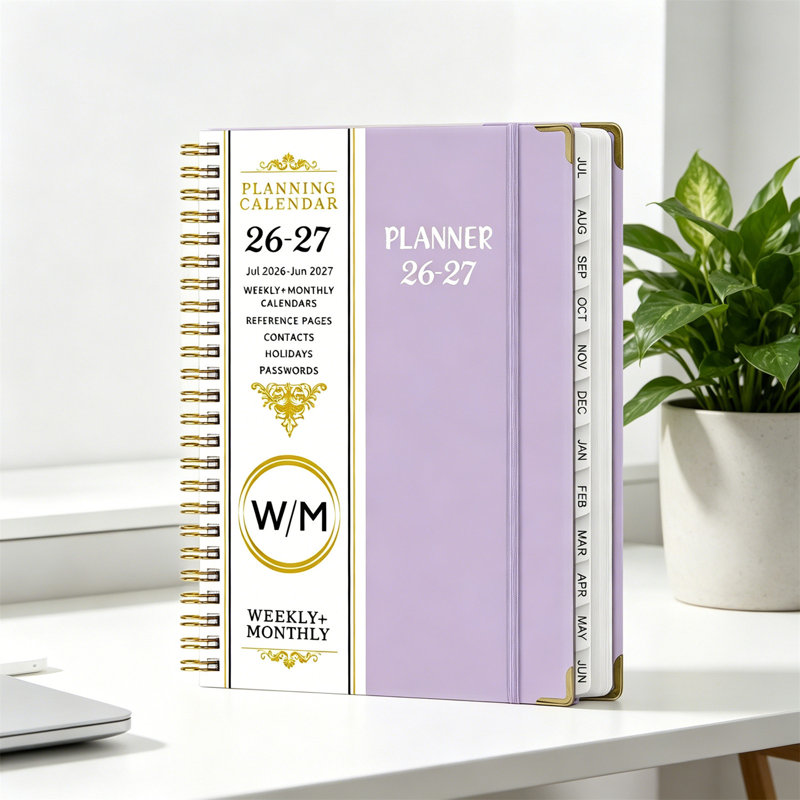 Livret anglais à plan de livre A5 avec pages séparées, Mauve