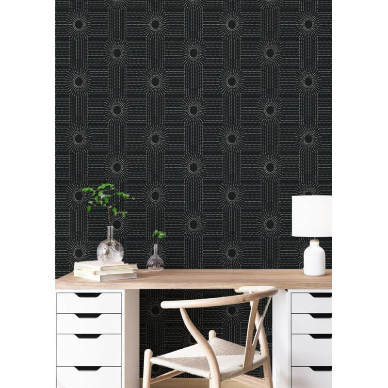 CoEd Wacker 10' L x 25" W Wallpaper Tile, Onyx, Faux Grasscloth, Non-pasted