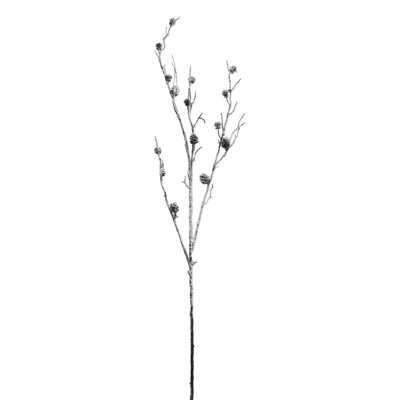 Branche de pomme de pin 42 po blanche et brune givrée scintillante