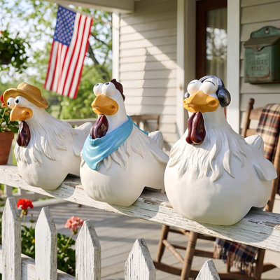 Funny Farm Chickens Statues