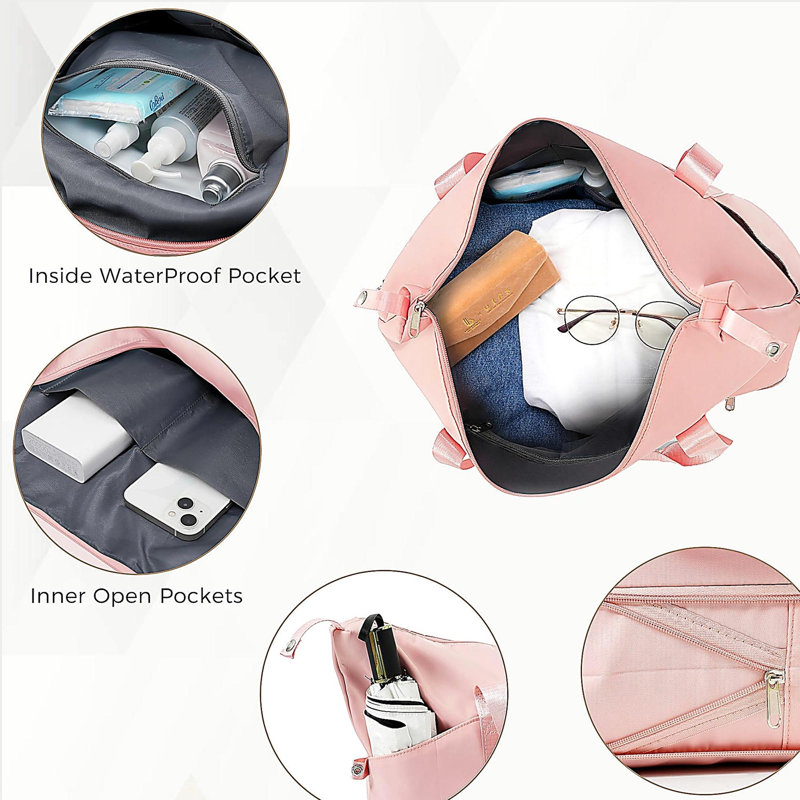 Ensemble de valises rigides 6 pièces avec serrure TSA, ensemble de valise à roulettes 16/20/24/28 pouces avec sac de voyage extensible et trousse de toilette imperméable, poignée réglable (
rose)