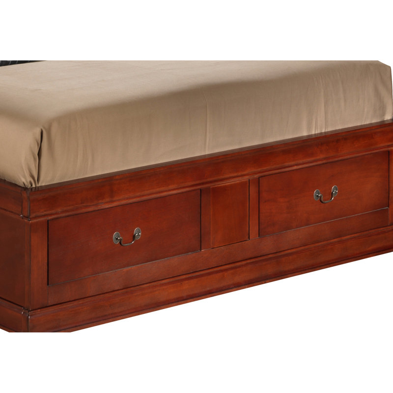 Grand lit de rangement en cerisier Clever - H 49 po x l 67 po x P 87 po, sous la finition intelligente et riche, chambre à coucher traditionnelle utilitaire spectaculaire, Allure