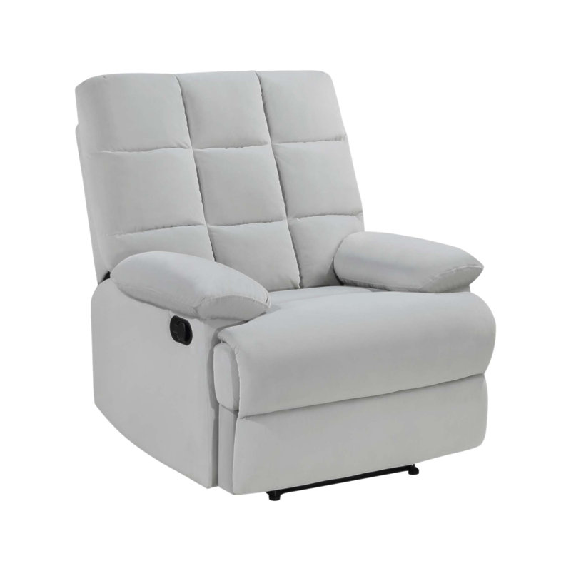 Luxurious Velvet Reclining Chair with Tufted Back and Pillowtop Arms, Perfect for Modern Living Rooms., Red