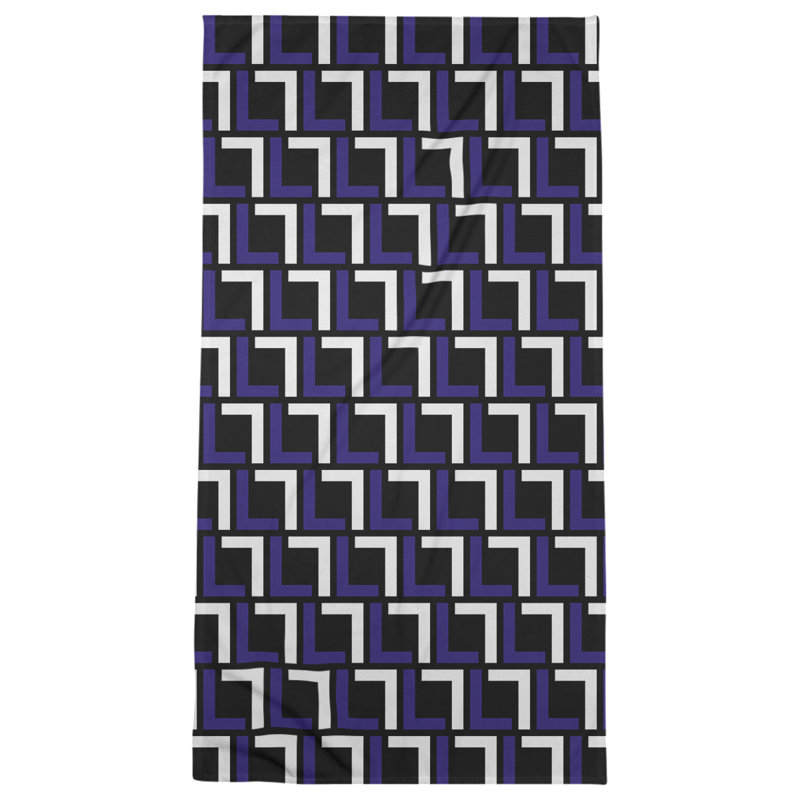 Bath Towel, Black/Purple/White