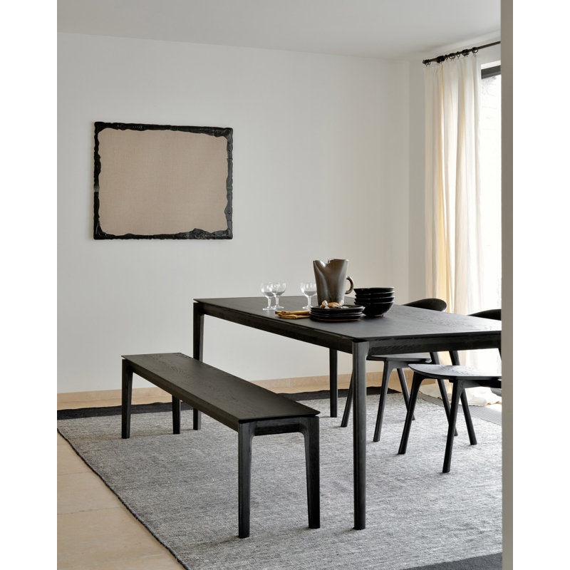 Bok Solid Wood Dining Bench, 18.1" H x 57.5" W x 13.8" D, Black