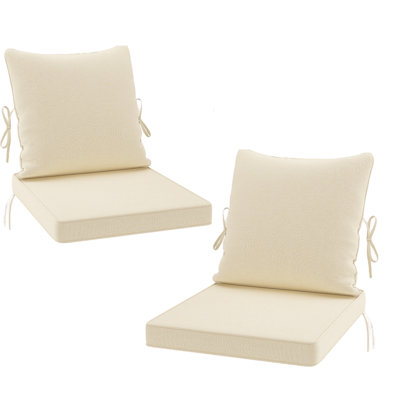 Ensemble de coussins d'extérieur en mousse haute densité 19 x 19 x 3,5 pouces avec housse hydrofuge et résistante aux rayons UV pour siège d'extérieur