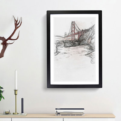 Golden Gate Bridge in San Francisco Abstract Art - Picture Frame Graphic Art Print