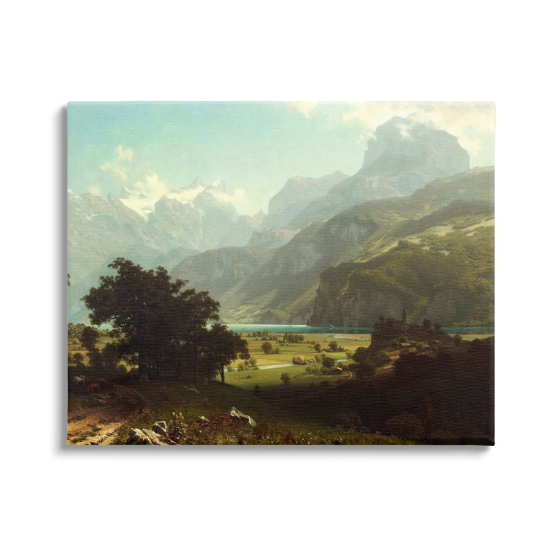 Lake Lucern Classic Fine Landscape - peinture sur toile tendue, H 16 po x l 20 po x P 1,5 po, Toile tendue