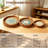 3 Handwoven Round Rattan Trays With Natural Shell Inlay, Boho Decorative Wicker Serving Trays With Handles For Home Decor, Coffee Table, Ottoman, Tea, Patio ， Party