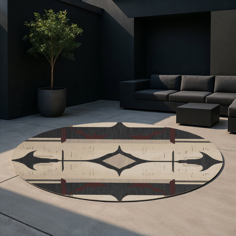 Chivalric Charm Indoor And Outdoor Area Rug, Round 5'