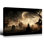 Toile d'art mural d'Halloween, château d'horreur 24 po x 16 po avec lune, décoration effrayante d'Halloween rétro pour galerie salon chambre