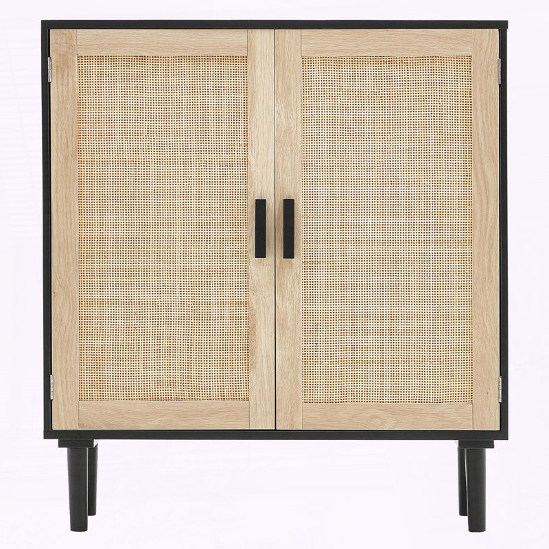 Armoire de rangement en rotin avec tablettes réglables