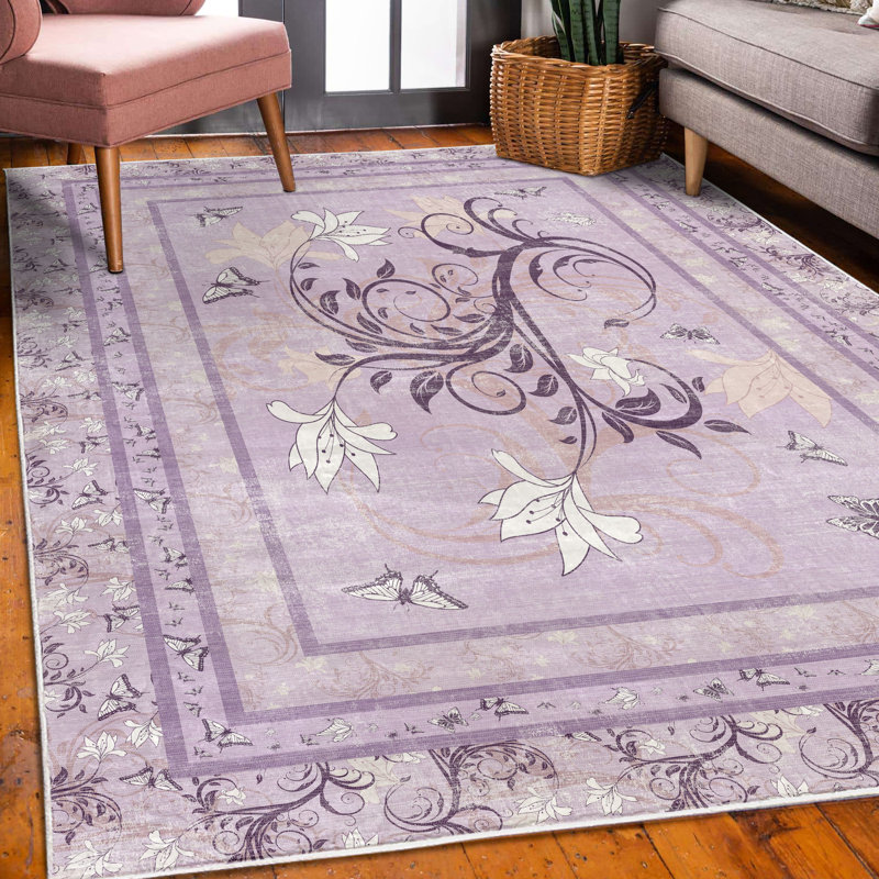 Tapis décoratif Carleny Spring, Rectangle 4 pi x 5 pi 7 po