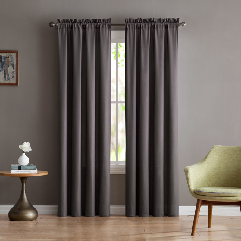 Panneau de rideau simple semi-diaphane avec passe-tringle Colvert, L 42 po x L 96 po, Moka