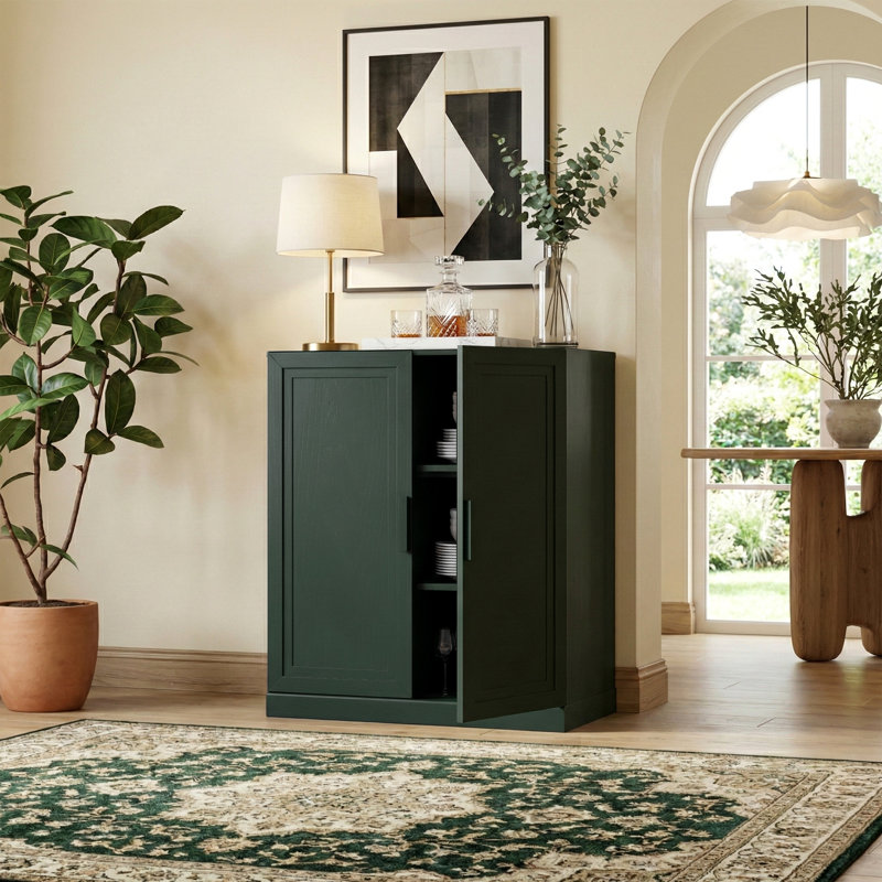Armoire de rangement Gershwin, H 36 po x l 31 po x P 16 po, Vert foncé