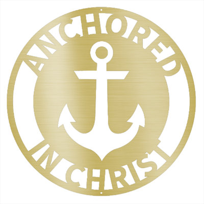 Écriture scripturale «Anchored in Christ» en acier découpé au laser thermolaqué pour la maison et le bureau Décoration murale en métal de différentes tailles et couleurs