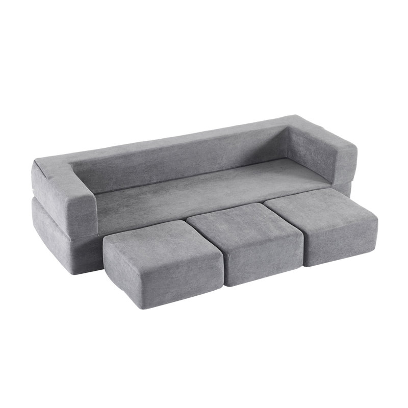 Canapés modulaires à compression, canapé-lit moderne en mousse grise pour petite maison