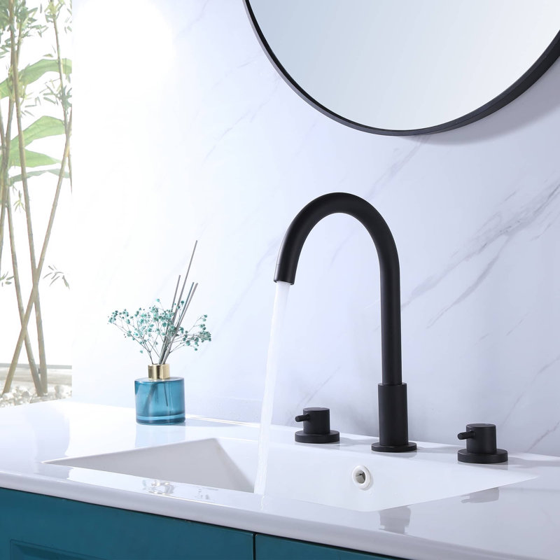 Widespread 2-handle Bathroom Faucet, Matte Black