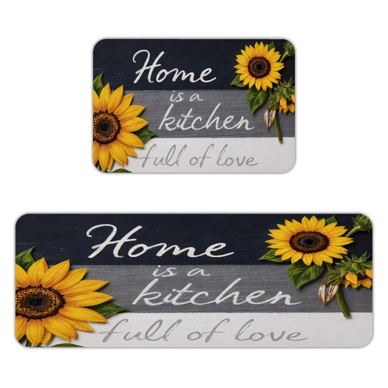 Paquet de 2 tapis décoratifs «Home is Kitchen» Sunflower