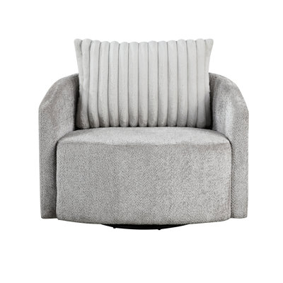 Swivel Chair In Soft Gray With Chenille Fabric And Padding High Foam Metal Base