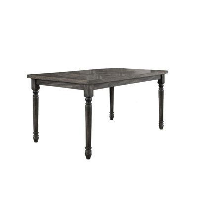 Transitional Rustic 59 Inch Rectangular Veneer Dining Table, Weathered Grey Finish, Seats 6, Four Leg Design, Assembly Required And Wood,