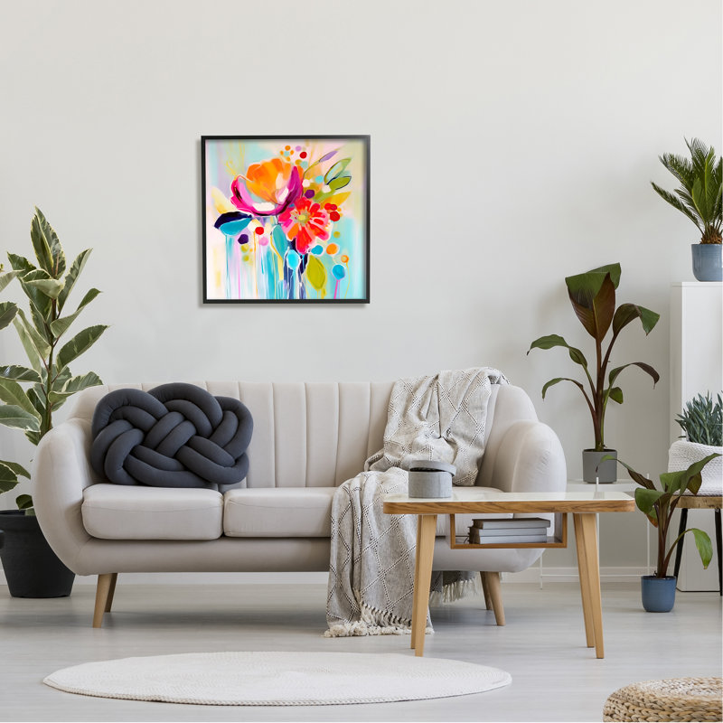 «Drip Florals», impression encadrée sur bois par Andrea Haase, Giclée encadrée noir minuit, H 24 po x l 24 po x P 1,5 po