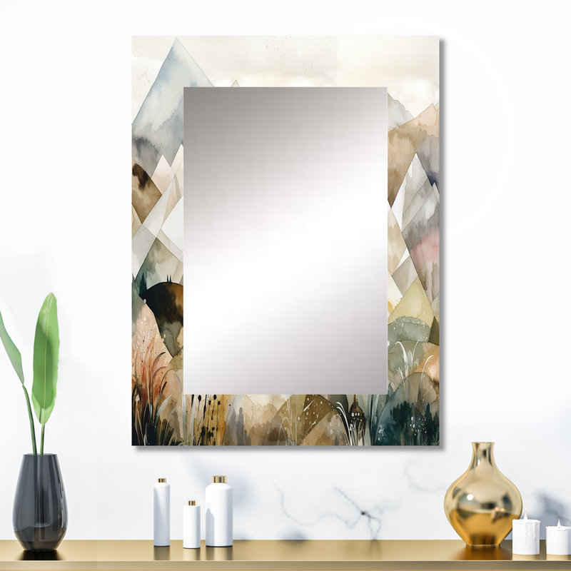 Exploring The Evolving Silver Mountains II - Landscape Decorative Wall Mirror, Traditional Mirror, Printed Metal Art