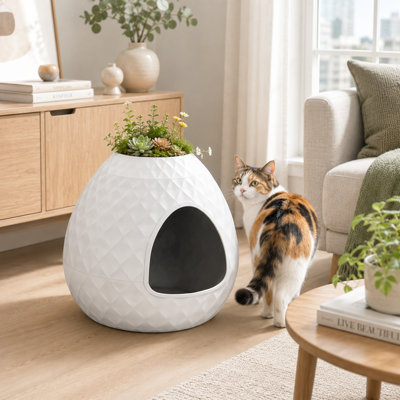 Hidden Litter Box Enclosure With Decorative Planter