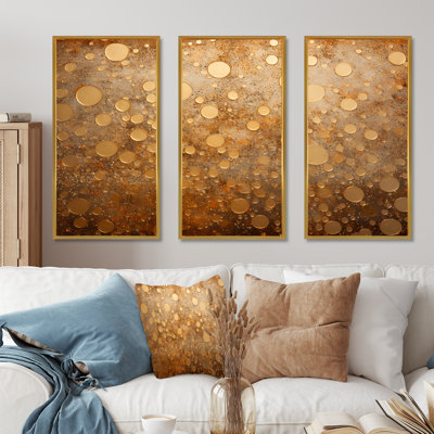 Gold Perlages Pulse - Abstract Wall Art Set