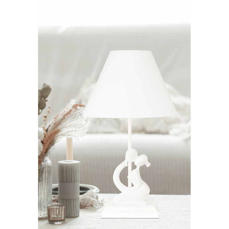 Wood Table Lamp, White, White