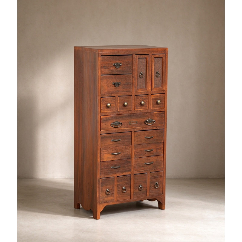 Rustic Tall Multi Drawer Storage Cabinet for Home Item Organization