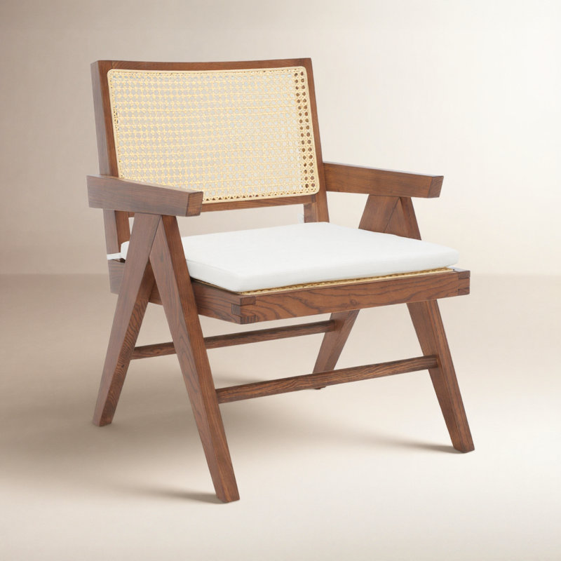 Fauteuil d'appoint en rotin Huck, Noyer / naturel