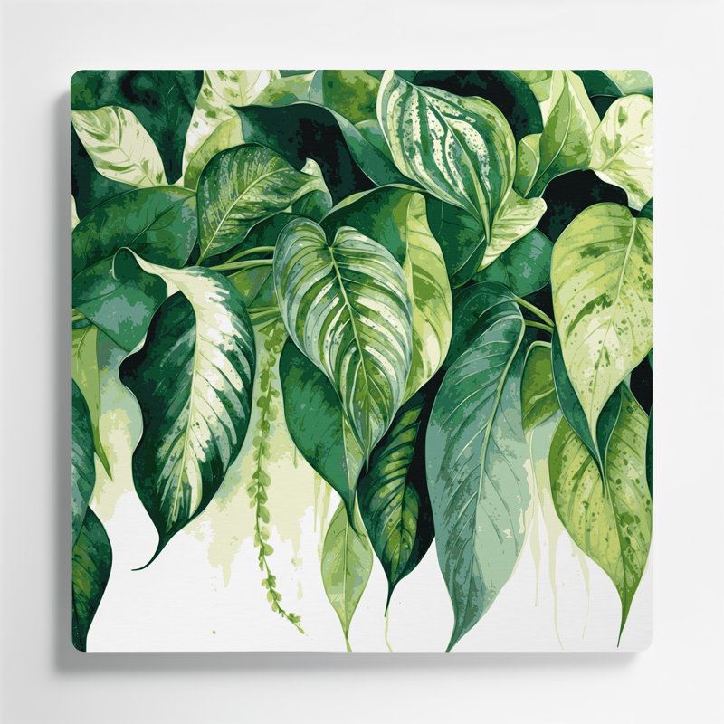 Botanique, art mural en métal beige de Dieffenbachia, H 144 po x l 144 po x P 0,05 po