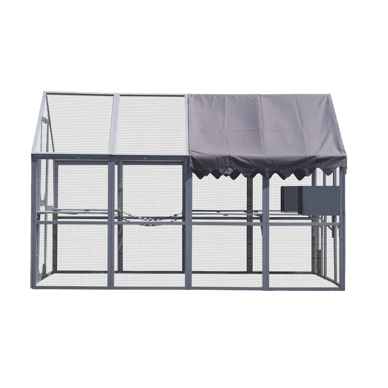 Enclos d'extérieur pour chat pour chat 110 "avec plateformes, plateforme imperméable - gris