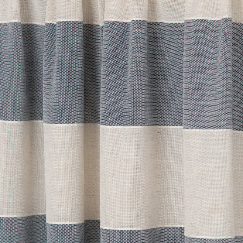 Beitnes Polyester / Linen Room Light-Filtering Horizontal Stripped Curtain Panel with Rod Pocket Top, Beige/Navy