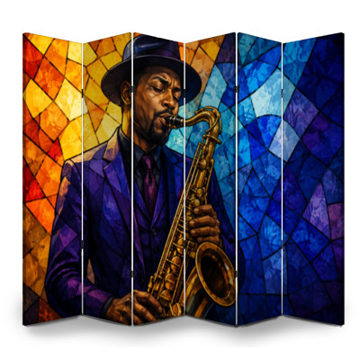 Cloison pliante à 6 panneaux avec paravent Royal Jazz Saxophone